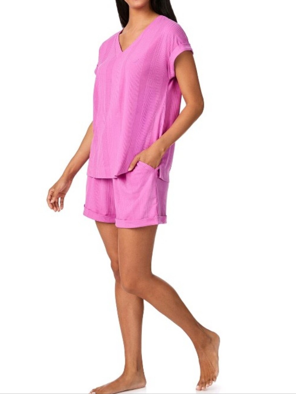 Nautica 2-Piece Short Sleeve Top and Pant PJ Set Fuchsia XXL New With Tags